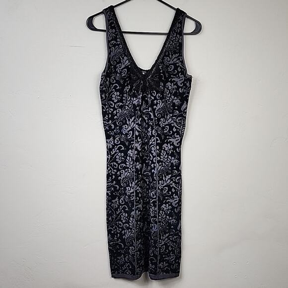 Free People Starstruck Brocade Jacquard Damask Bodycon Beaded Dress - Picture 2 of 9